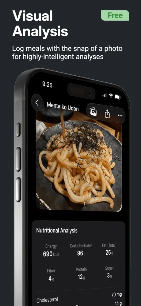 Feast product example showing a meal photo and estimated nutrients